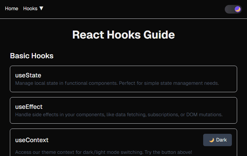 Screenshot of React Hooks Guide